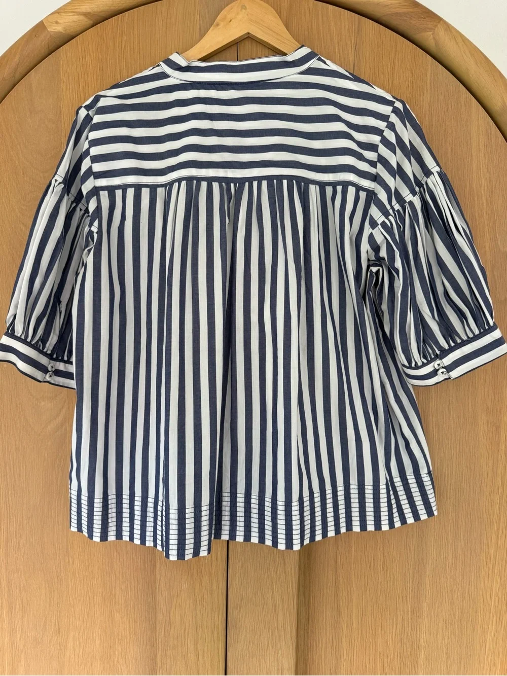 Anthropologie Darcey Popover Swing Top Blue Pattern Size L